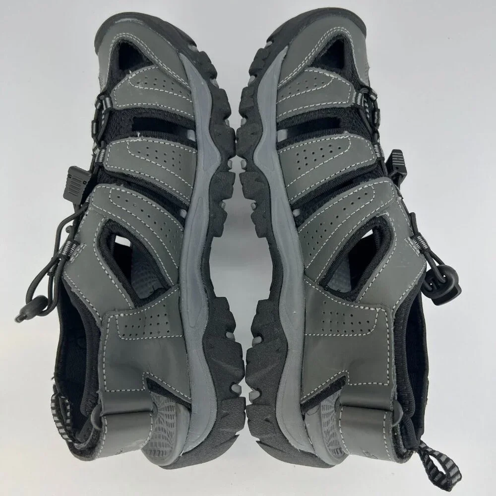Eddie Bauer Mens Stewart Gray Genuine Leather Bump Toe Size 9M Hiking Sandals